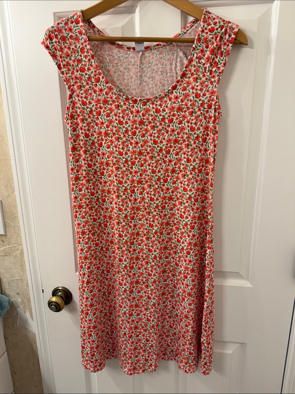 Old Navy Red Floral Scoop-Neck Midi Dress